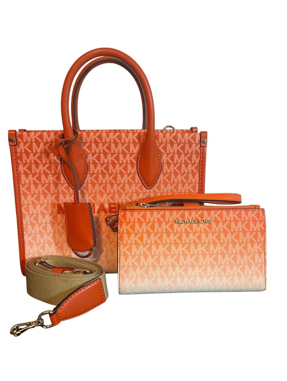 MK101. Michael Kors Mirella Small Ombré Signature Logo Crossbody Bag set